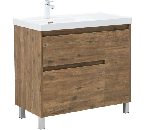 Тумба под раковину Aquanet Nova Lite 2.0 90 напольная, дуб рустикальный, левая