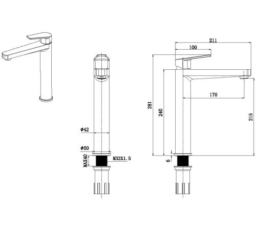 Смеситель для раковины Allen Brau Eclipse 5.E1002-00 (с донным клапаном) хром
