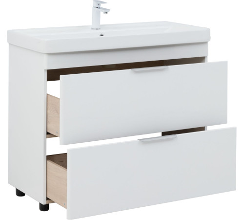 Тумба под раковину Aquanet Ирис New 100 напольная, белый глянец