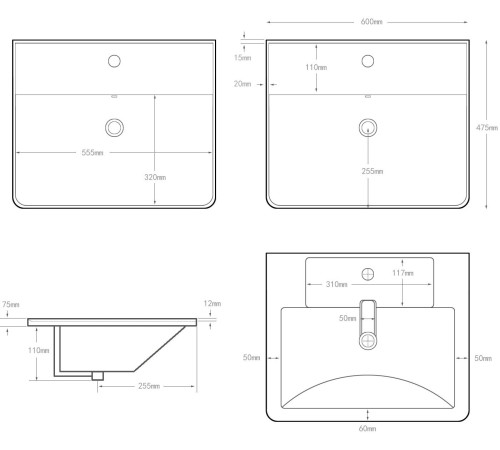 Раковина Aquanet Ирис 60 белая