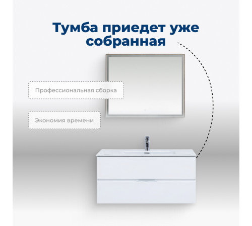 Тумба под раковину Aquanet Алвита New 100 2 ящика, белый матовый