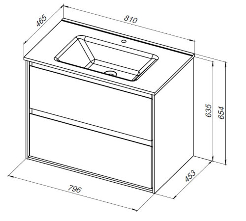 Тумба под раковину Aquanet Милан 80 дуб светлый