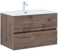 Тумба под раковину Aquanet Алвита New 80 2 ящика, дуб веллингтон табак