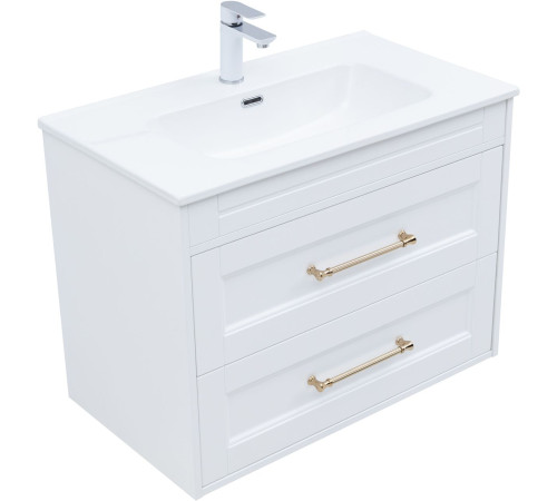 Тумба под раковину Aquanet Бостон new 80 белый сатин (ручки золото)