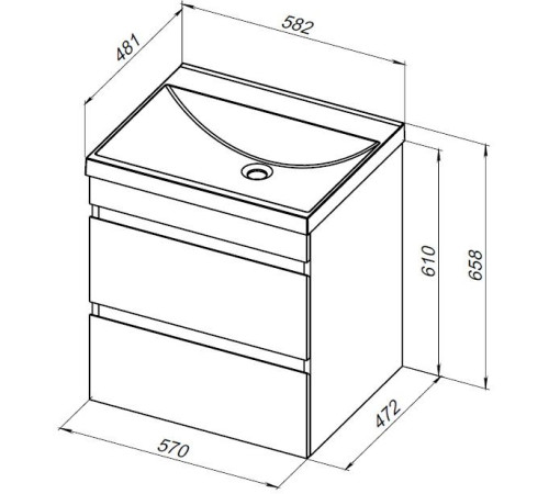Тумба под раковину Aquanet Нота New 60 дуб веллингтон табак