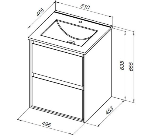 Тумба под раковину Aquanet Милан 50 дуб рошелье