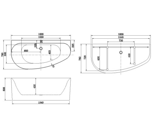 Акриловая ванна Allen Brau Priority 5 В 160x78 2.31005.20B