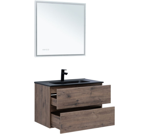 Тумба под раковину Aquanet Алвита New 80 2 ящика, дуб веллингтон табак