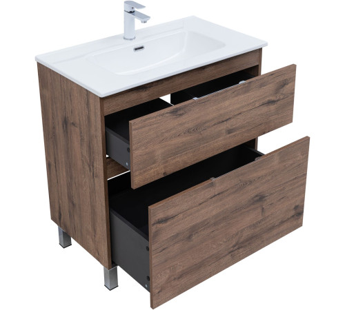 Тумба под раковину Aquanet Алвита New 80 напольная, дуб веллингтон табак