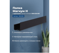 Полка Aquanet Магнум Н 50x12 черная матовая, с крючками