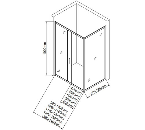 Душевая дверь Aquanet SD-1000A 100, прозрачное стекло