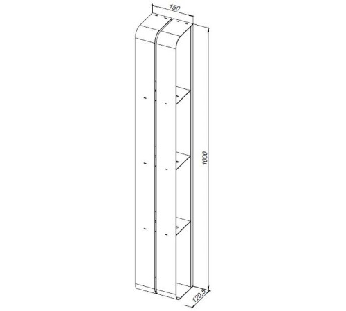 Полка Aquanet Магнум 15x100 черная матовая, вертикальная
