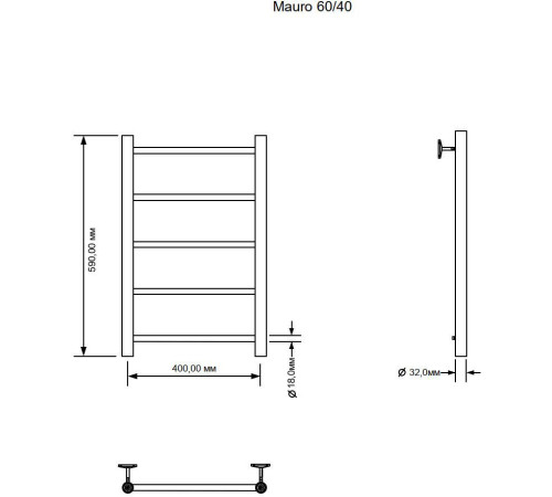 Полотенцесушитель водяной Aquanet Mauro 600x400 хром