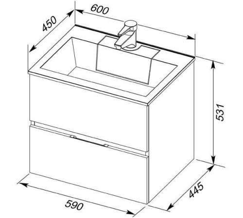 Тумба с раковиной Aquanet Алвита 60 белый