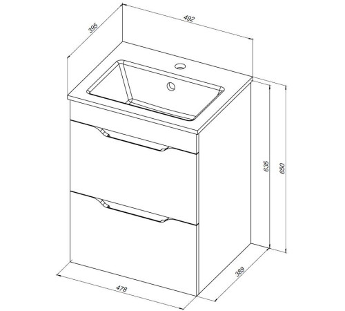 Тумба под раковину Aquanet Практика 50 белый глянец