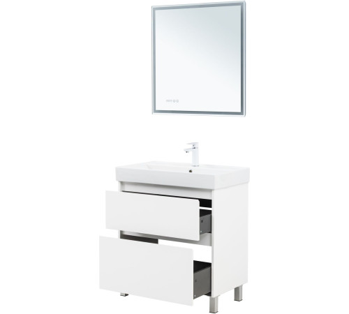 Тумба под раковину Aquanet Nova Lite 2.0 75 напольная, белый глянец