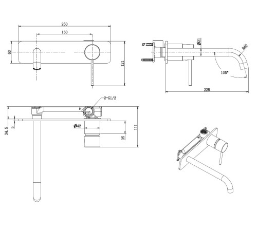 Смеситель для раковины Allen Brau Glority 5.51004-00 (с внутренней частью) хром