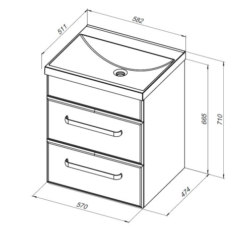 Тумба под раковину Aquanet Лукка 60 белый