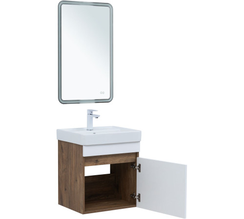 Тумба под раковину Aquanet Оптима 50 дуб рустикальный/белый сатин