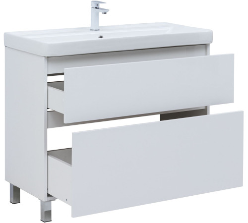 Тумба под раковину Aquanet Вега 100 напольная, белый глянец
