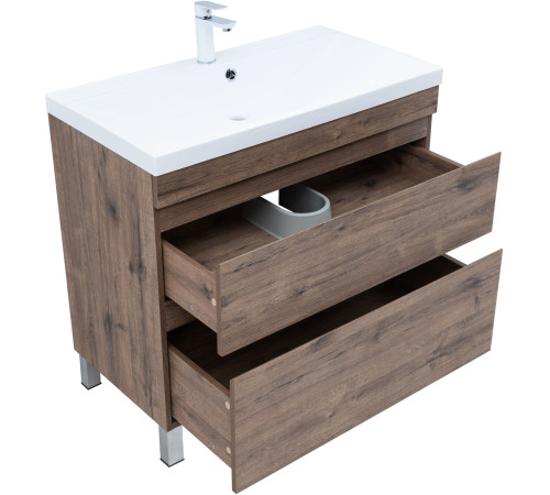 Тумба под раковину Aquanet Нота New 90 напольная, дуб веллингтон табак