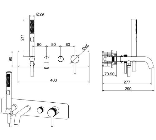 Смеситель для ванны с душем Allen Brau Priority 5.31006-00 (с внутренней частью) хром