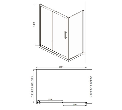 Душевой уголок Aquanet Delta NPE1131 1600х800, прозрачное стекло