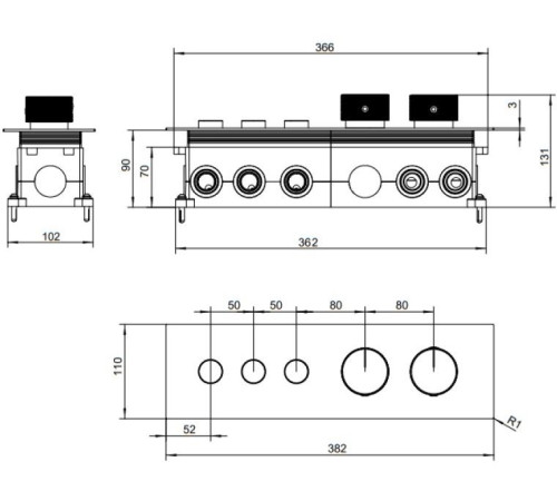 Смеситель для душа Allen Brau Liberty 5.33003-00 (с внутренней частью, 3 выхода) хром