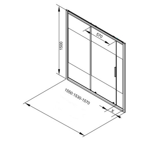 Шторка на ванну Aquanet Practic AE10-B-155H150U-CP 155, прозрачное стекло/шелкография