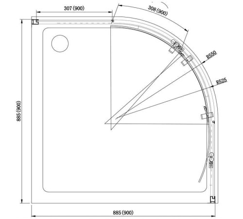 Душевой уголок Aquanet Alfa NAA2142 90x90, R550, прозрачное стекло