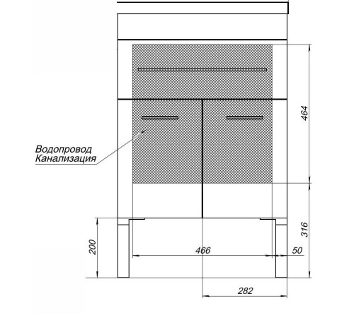 Тумба под раковину Aquanet Верона 60 белый (напольная 1 ящик 2 дверцы)