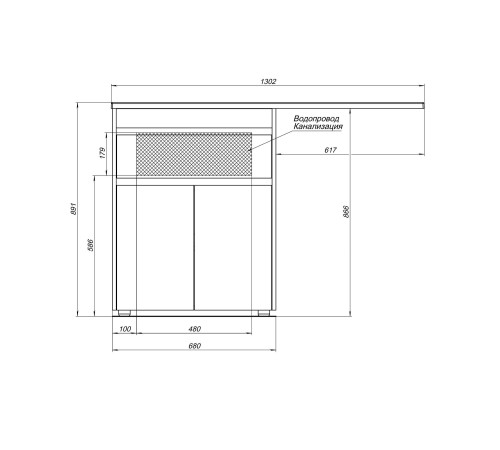 Тумба под раковину Aquanet Токио 48 белый (напольная, 1 ящик, 2 дверцы)