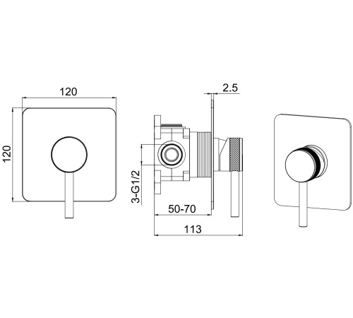 Смеситель для душа Allen Brau Priority 5.31012-MG (с внутренней частью, 1 выход) графит браш
