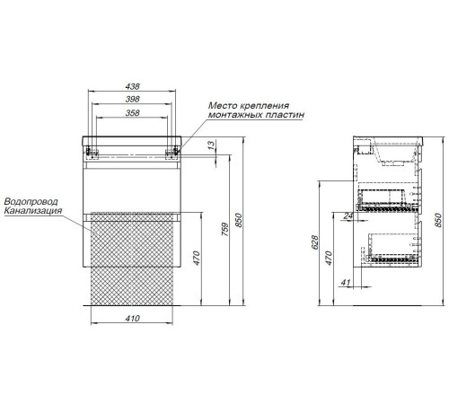 Тумба под раковину Aquanet Нота New 50 белый глянец
