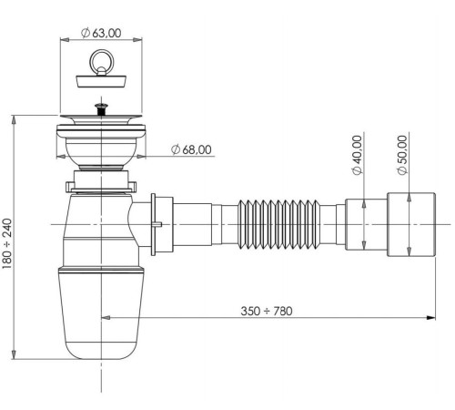Сифон для раковины Aquanet с выпуском d40/50, белый