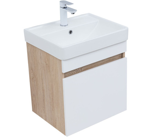 Тумба под раковину Aquanet Оптима 50 дуб светлый/белый сатин