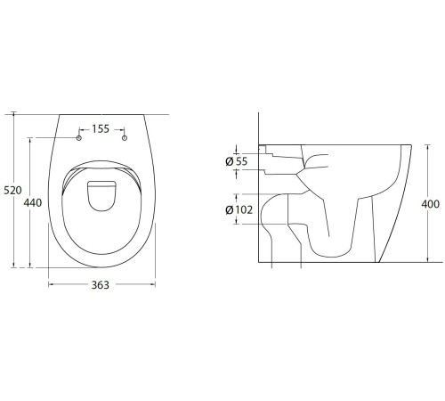 Чаша приставного унитаза Allen Brau Fantasy 4.11007.20 белый глянец