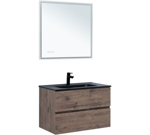 Тумба под раковину Aquanet Алвита New 80 2 ящика, дуб веллингтон табак