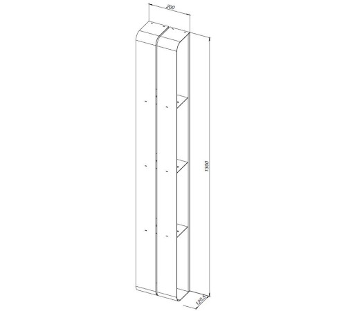 Полка Aquanet Магнум 20x130 черная матовая, вертикальная