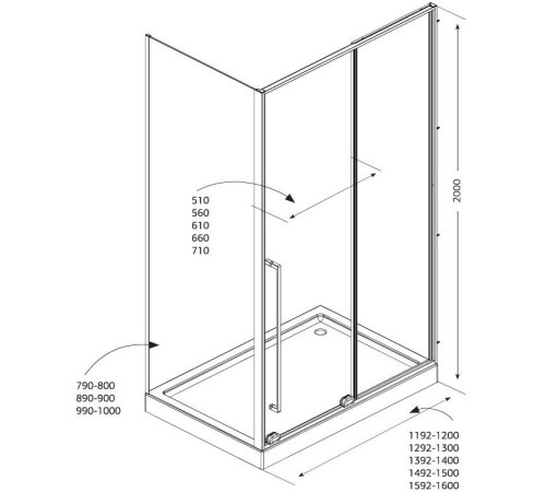 Душевой уголок Allen Brau Fantasy 150x90 3.11009.00 + 3.11013.00 хром