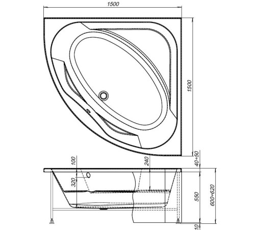 Фронтальный экран Aquanet Vega 190