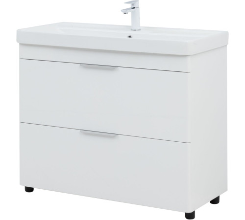 Тумба под раковину Aquanet Ирис New 100 напольная, белый глянец