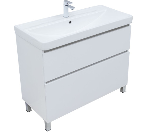 Тумба под раковину Aquanet Вега 100 напольная, белый глянец