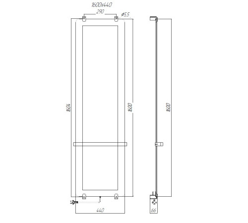 Полотенцесушитель электрический Allen Brau Infinity 160x44 с рейлингом 2.0 и креплением, серебро браш