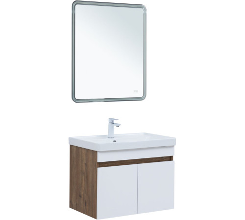 Тумба под раковину Aquanet Оптима 80 дуб рустикальный/белый сатин