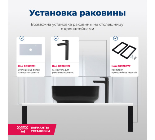 Раковина накладная Aquanet City-1-MB 38,5 черный