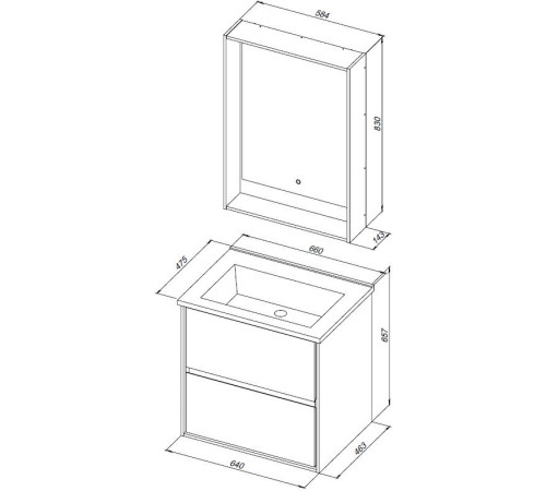 Тумба под раковину Aquanet Милан 65 дуб рошелье