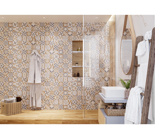 GT129VG Плитка настенная Marmaris белая пэчворк матовая 25x50